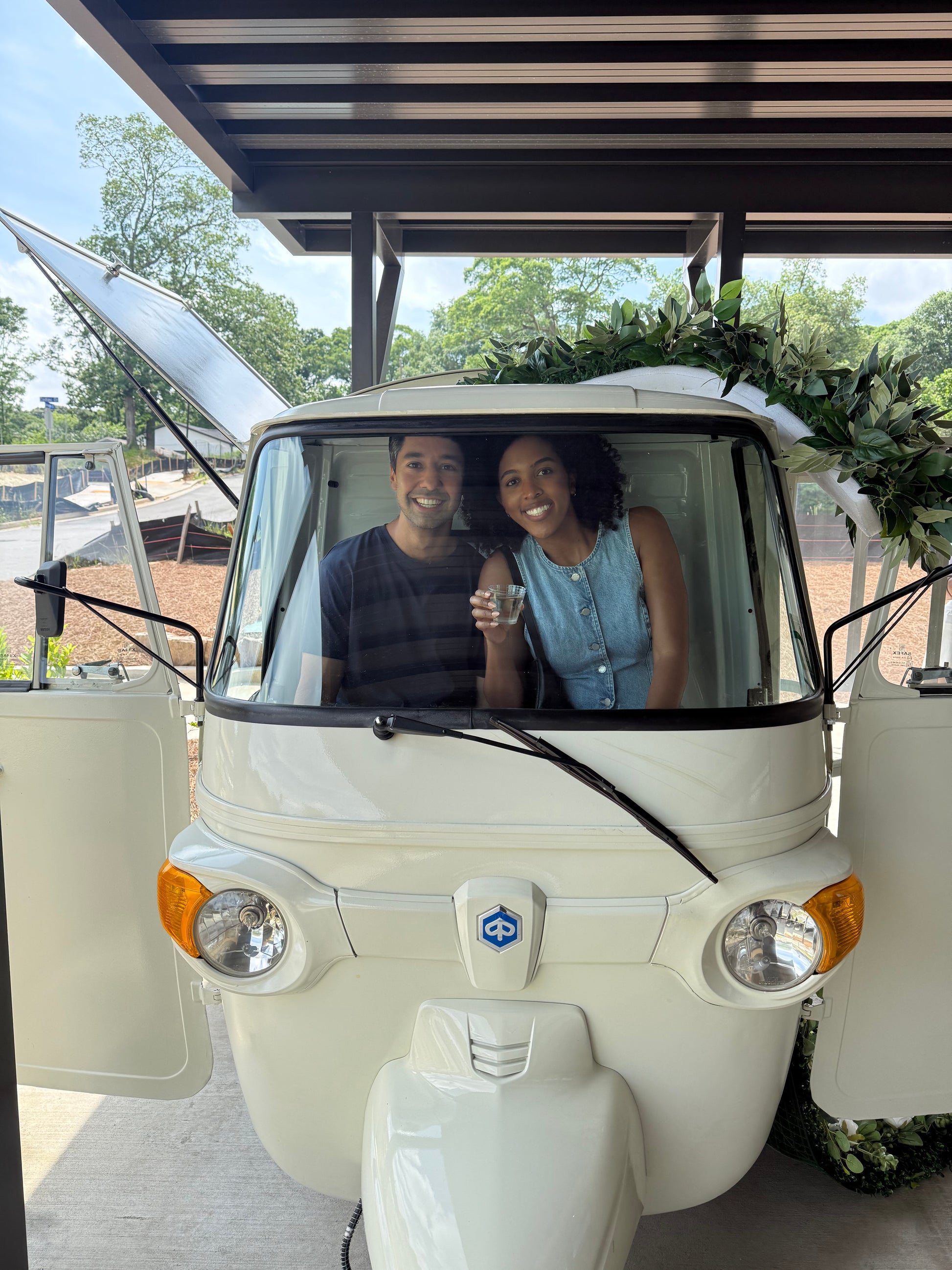 Guests inside Bubbly & Treats Mobile Bar Service Cart | Atlanta, GA